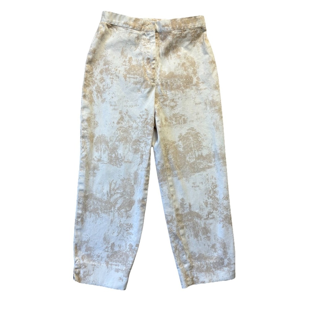 Vtg Jones Wear Pants Womens Sz 4 High Waist Toile Print Cropped‎ Vintage